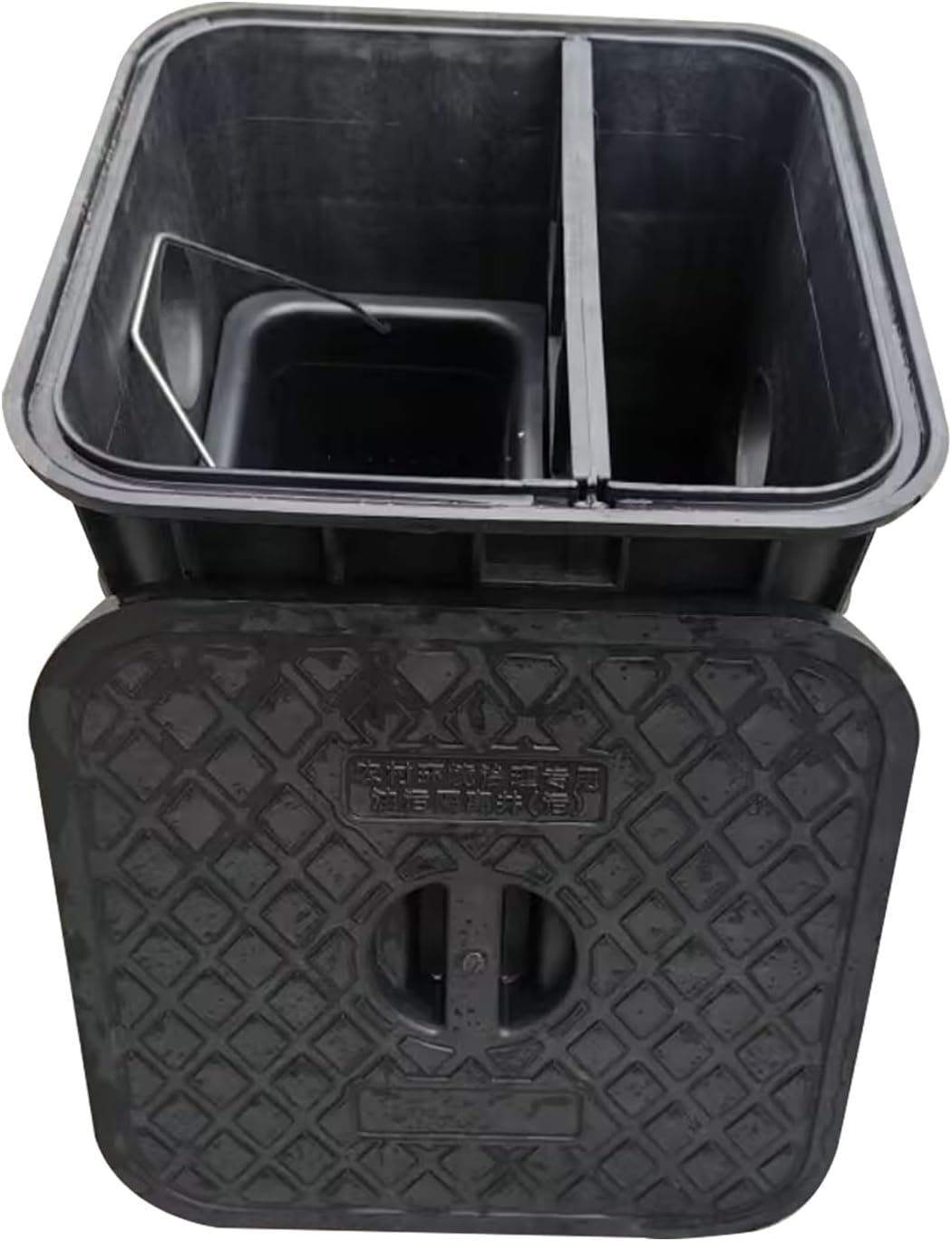 Séparateur de Graisse Commercial Intercepteur de Graisse Souterrain en Plastique avec Panier Filtrant pour Eaux Usées de Cuisine de Restaurant(40 * 40 * 48cm)