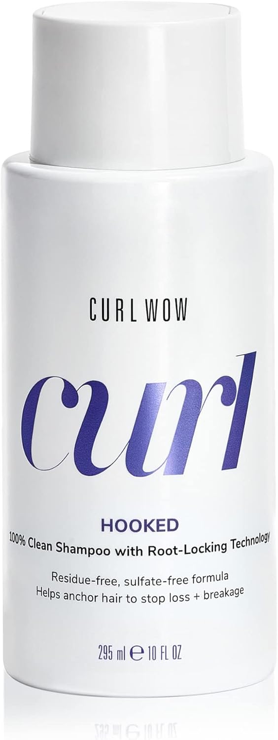 Shampoing clarifiant doux pour cheveux boucles 295ml - Curl wow Hooked Shampoing sans sulfate pour cheveux bouclés - Shampoing cheveux crepus
