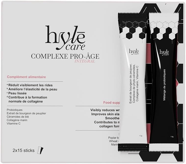 Hyle Care Complexe Pro-Âge Intégral - Compléments Alimentaires Collagène, Probiotiques et Extrait de Bourgeons de Peuplier - Réduit les rides et Améliore l'élasticité