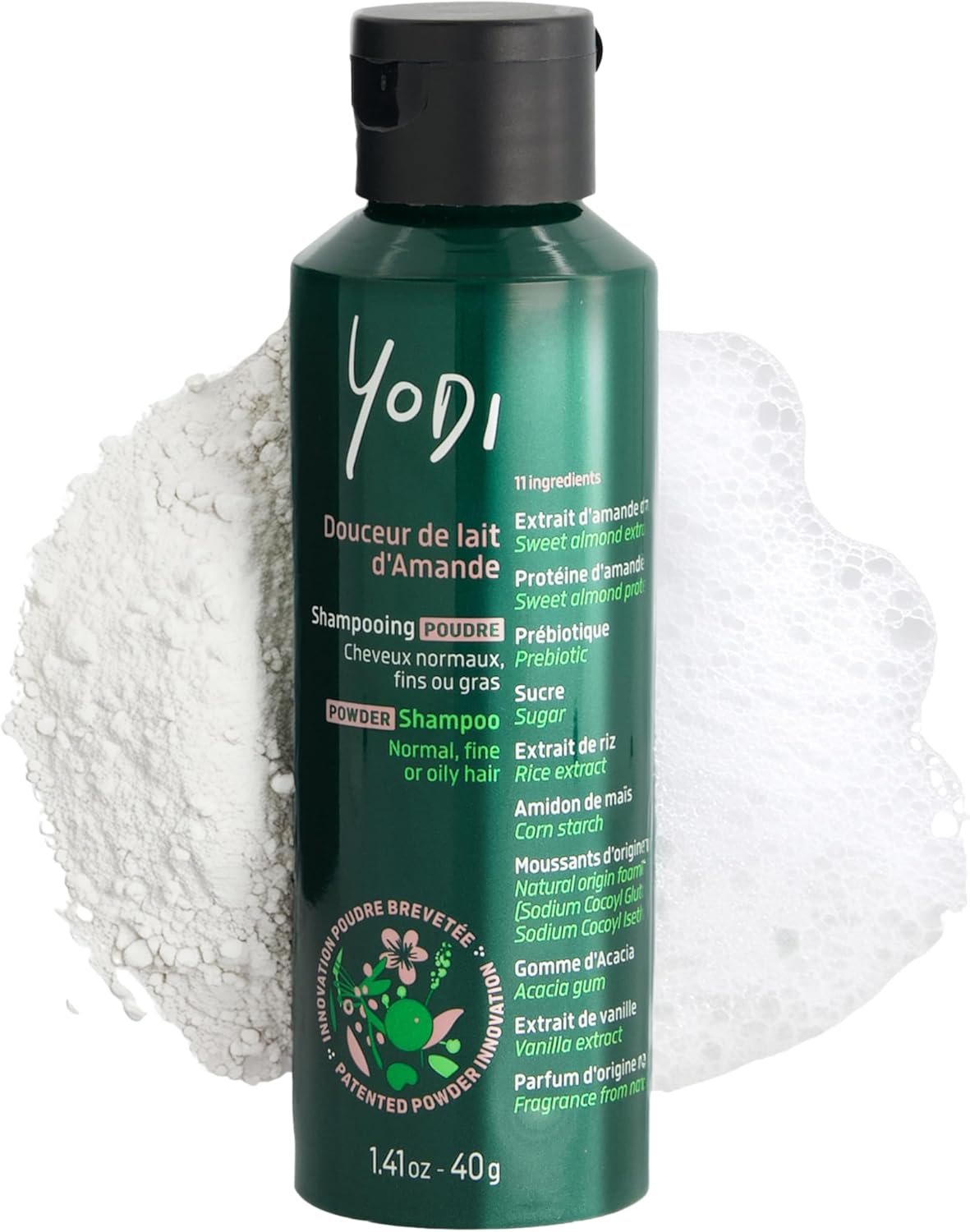 ShampoingPoudre - Douceur De Lait D'Amande - Volume & Brillance -Shampoing AuPrébiotique- Poudre Brevetée -Vegan-Made In France- Cheveux Normaux/À Tendance Grasse - Cheveux Fins - 40g