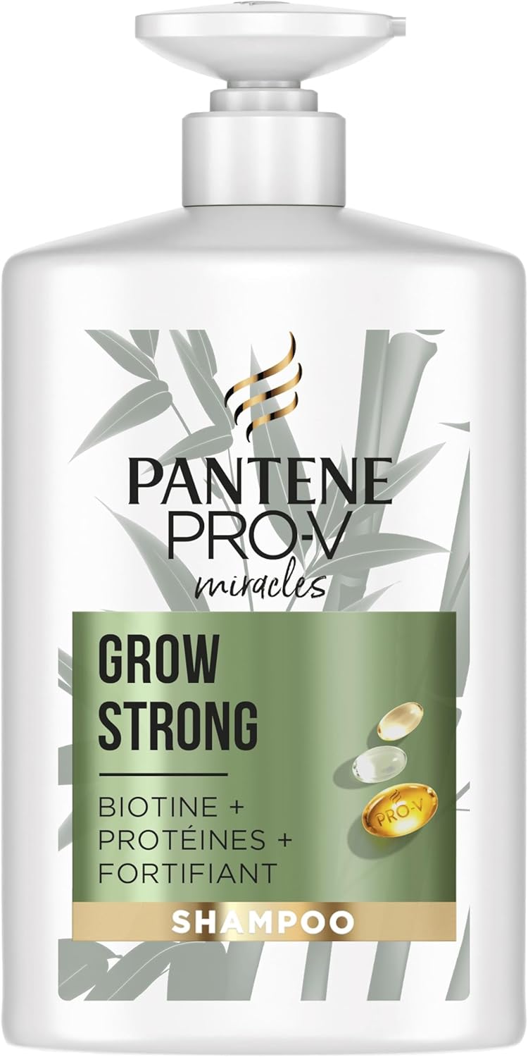 Pantene Shampoing Biotine et Bambou, Grow Strong, Aide Á Réduire La Chute De Cheveux, 1000 ml