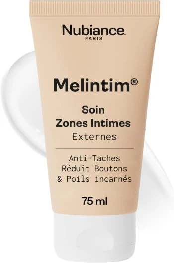 Melintim 75ml - Soin Intime Anti-Taches Éclaircissant - Apaisant Post-Épilation et Après-Rasage - Réduit Poils Incarnés - Crème Zones Intimes Peaux Sensibles - Usage Externe