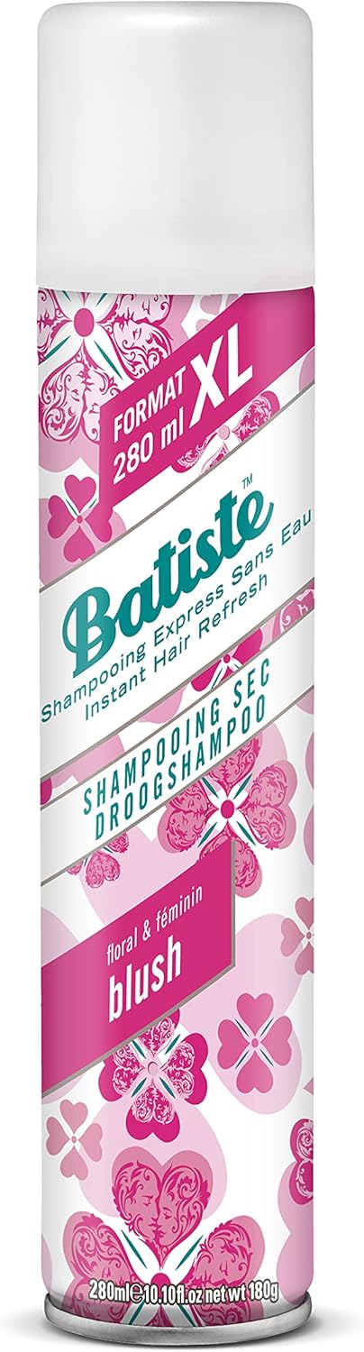 Batiste Shampooing Sec, Blush, Rafraichit les Cheveux et Apporte du Volume, Parfum Floral et Féminin, Absorbe Excès de Sebum, Sans Rinçage, 280ml