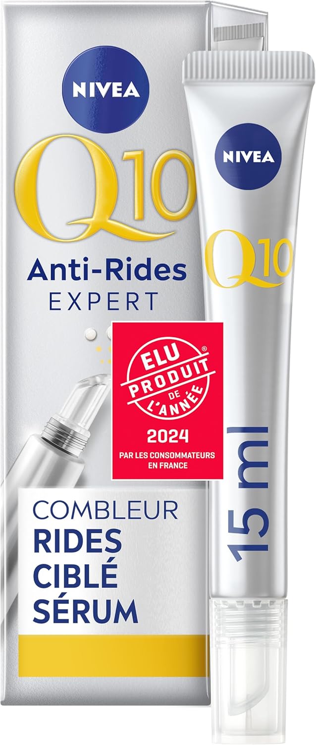 Q10 Expert Combleur de rides ciblé et instantané 15ml, Sérum anti-âge réduisant rides et ridules, Soin visage à l'effet visible en 5min enrichi en Q10 pur & Peptides de Bioxifill