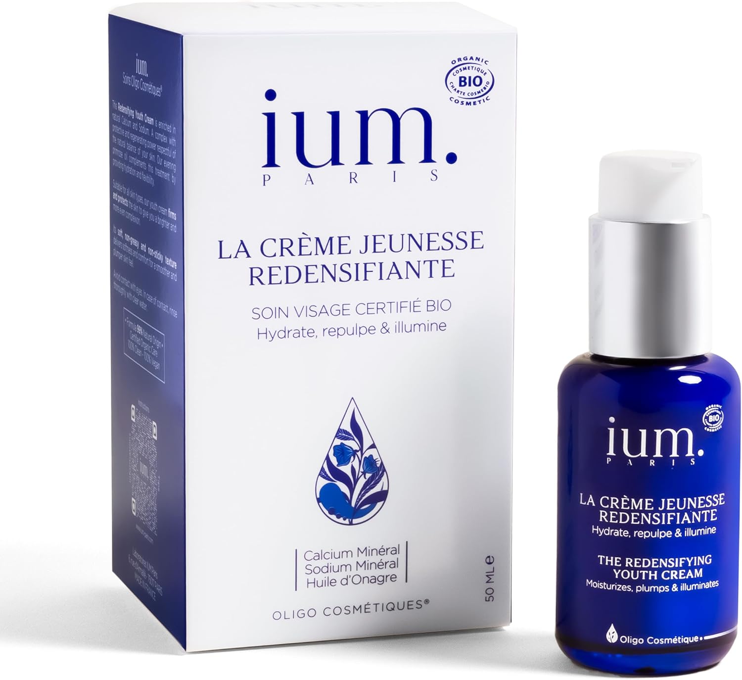 La Crème Jeunesse, Creme Anti Age - Creme Anti Rides Femme - Creme Visage Redensifiante au Calcium - Creme Hydratante Visage - Bio, Végan - 50 ML - Fabriqué En France