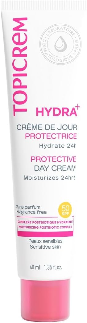 HYDRA+ Crème de jour protectrice - Crème Visage Peaux Sensibles, Adultes - Hydrate 24h, Protège la Peau, SPF50+ - 40 ml