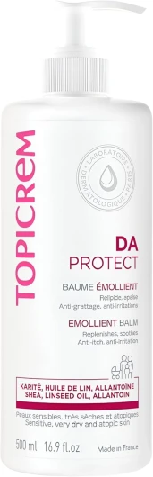 DA PROTECT Baume Émollient - Crème Hydratante, Relipide, Nourrit & Apaise- Soin Visage et Corps pour Peaux Sensibles, Sèches, Atopiques, Bébés, Enfants&Adultes- Fabrication Française- 500ml
