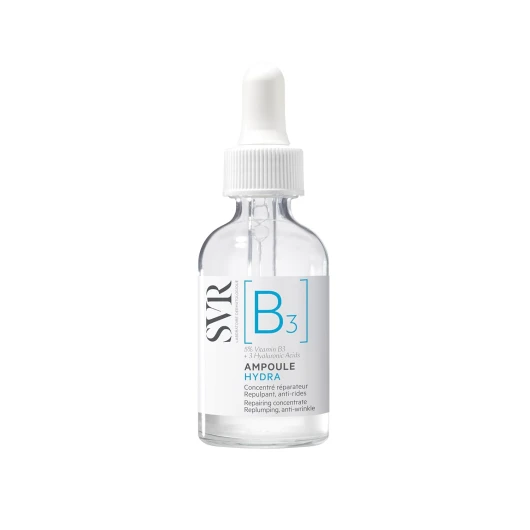 Sérum Visage Ampoule Hydra - Concentré Réparateur - Anti-rides, Repulpant - Vitamine B3 + Acide Hyaluronique - Pour Peau Sensible, Déshydratée - 91% D'Ingrédients Naturels - 30 ml