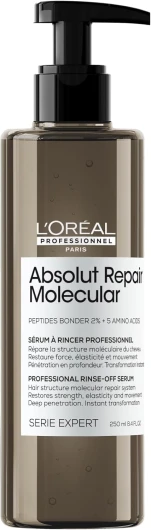 L’Oréal Professionnel, Sérum Réparateur à Rincer, Traitement Moléculaire & Instantané, Tous types de Cheveux Abîmés, Restaure la Force, Formule Brevetée, Absolut Repair Molecular, 250ml