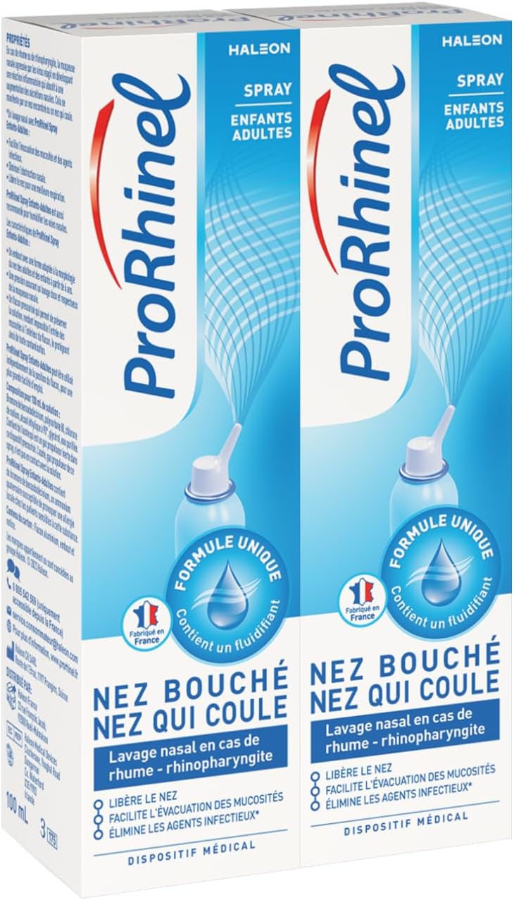 Spray Nasal Pour Enfants et Adultes, Lavage Nez Bouché et Qui Coule, Aide À Eliminer Les Agents infectieux, Lot de 2x100 ml