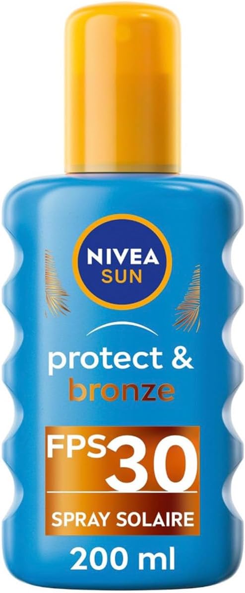 SUN - Spray Solaire Activateur De Bronzage Protect & Bronze FPS 30 - Protection & Teint Hâlé - Extrait Naturel De Pro-Mélanine - Formule Légère & Non Grasse - Peaux Normales - 200 ml