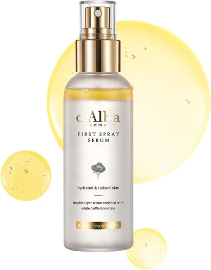 D'Alba First Spray Serum Sérum en Spray 100ml à la Truffe Blanche Italienne, Soin Végétalien, Brume Hydratante pour le Peau Radieuse, Sérum éclat, Soin Tout-en-Un