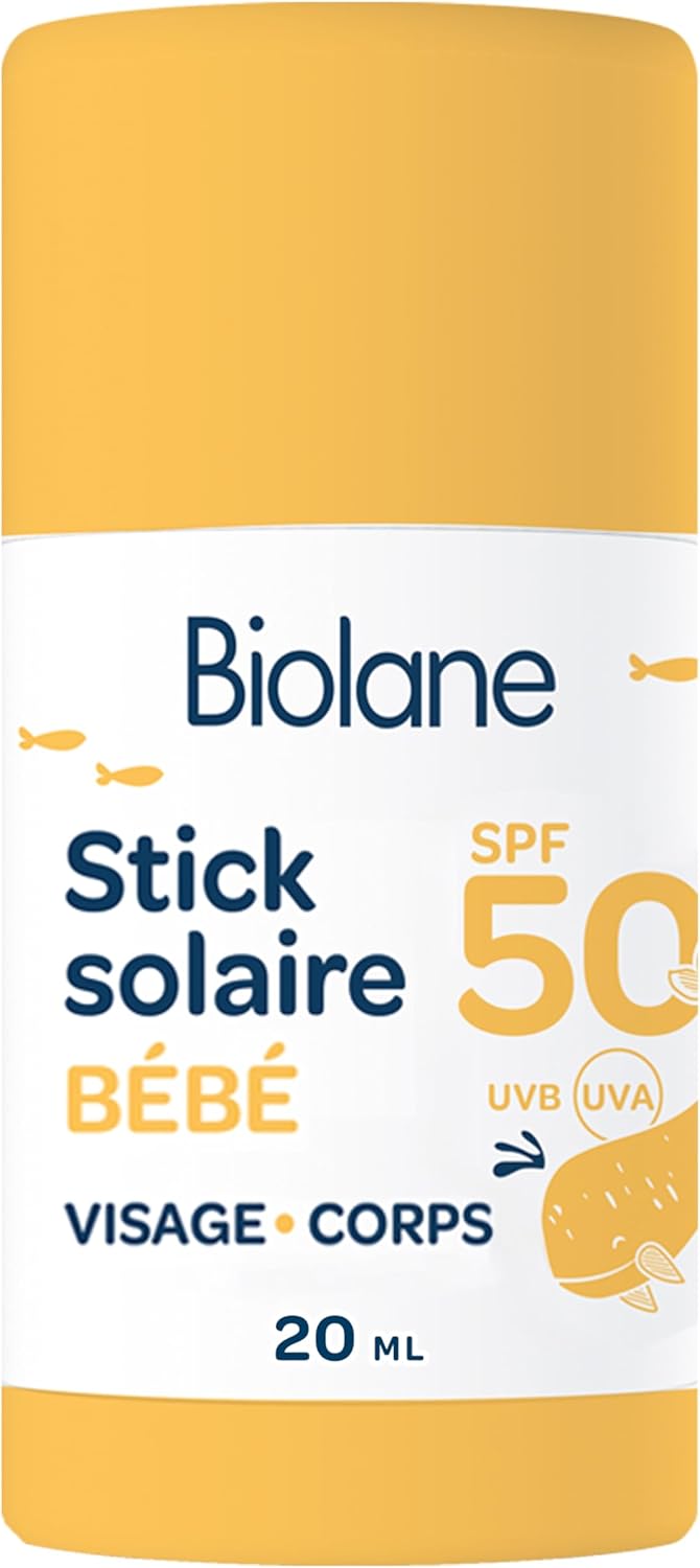 Stick Solaire Bébé SPF 50 - Protection Visage et Corps - Haute Protection Contre UVA et UVB - Peaux Sensibles - Résistant à l'eau - Texture invisible