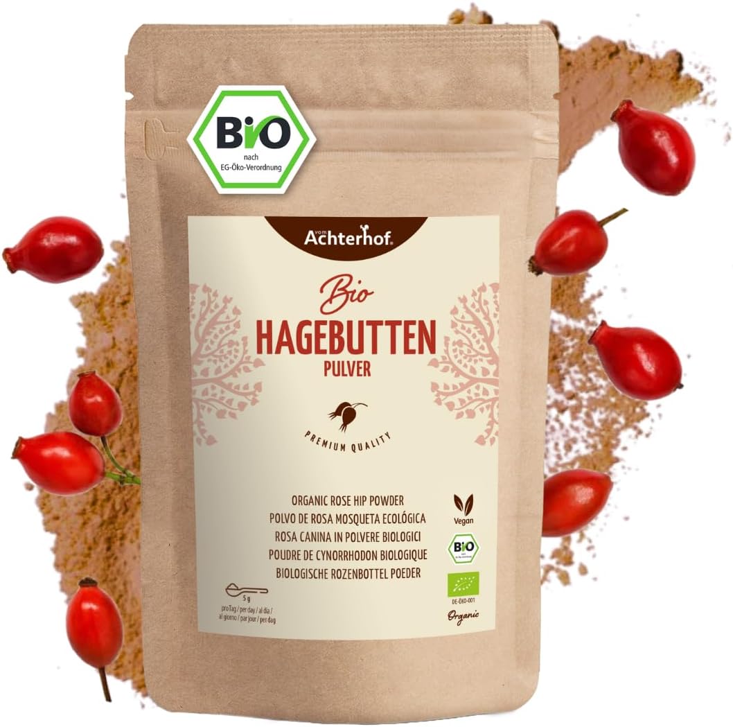 Cynorrhodon en poudre biologique (500g) - églantines entières - 100% poudre d'églantine originale biologique en qualité crudités