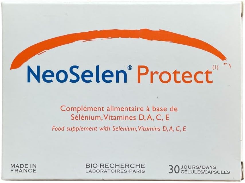 NeoSelen Protect • Complément alimentaire • Protection et Antioxydants • Sélénium et Vitamines A,C,E et D • Stimule les défenses immunitaires • Cure de 30 Jours/ 30 gélules (1/j) • Made in France