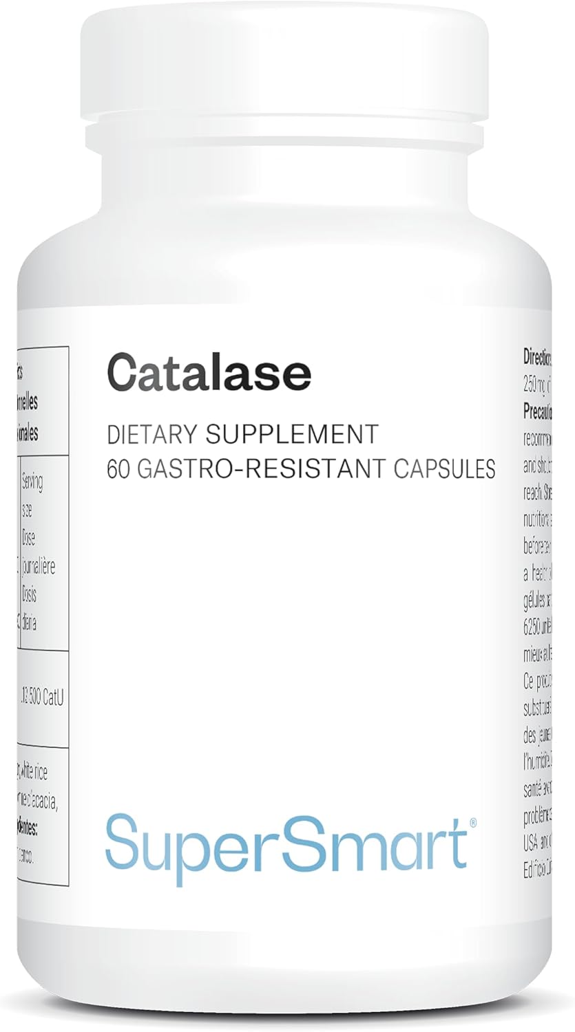 Catalase - Anti-Cheveux Blanc - Blanchiment Prématuré Cheveux et Poils - Anti-Âge - Limite les Cheveux Blancs - Restauration Couleur Naturelle - Vegan - Sans Gluten - 60 gélules - Sans OGM