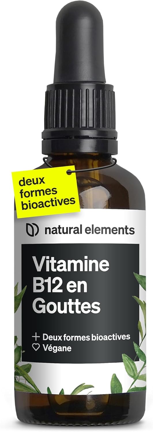 Vitamine B12 en Gouttes – 50 ml (900 gouttes) – végane, sans alcool – 2 formes actives (méthylcobalamine et adénosylcobalamine) – soigneusement testé en laboratoire en Allemagne