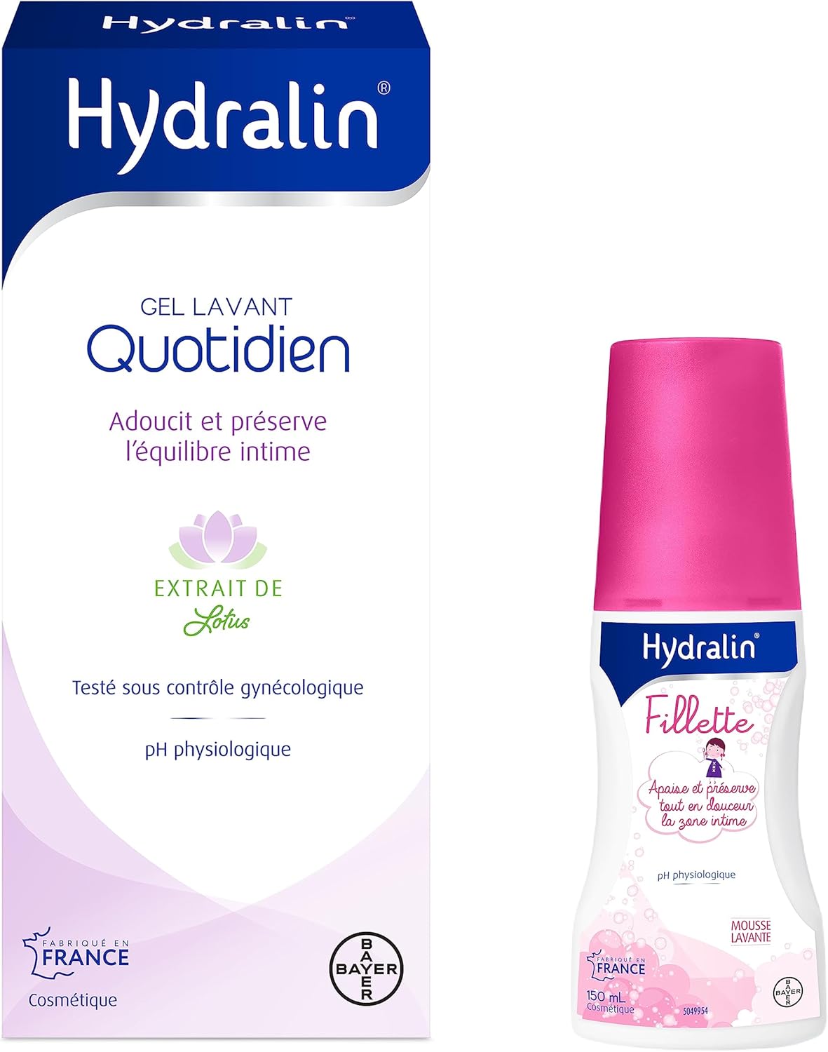 ® Quotidien - Gel lavant intime - Adoucit et préserve l'équilibre intime - 400ml - Hydralin® Fillette - Mousse lavante toilette intime - Protège des irritations -150ml - Cosmétiques