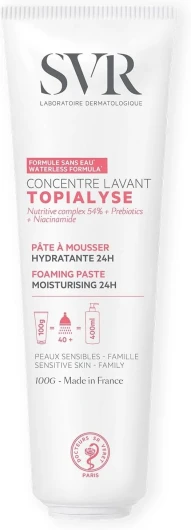 Topialyse Concentré Lavant - Pâte à mousser sans eau - Nettoyant visage, corps & hygiène intime - Peaux sèches à atopiques - Glycérine, huiles végétales, niacinamide - 100 g