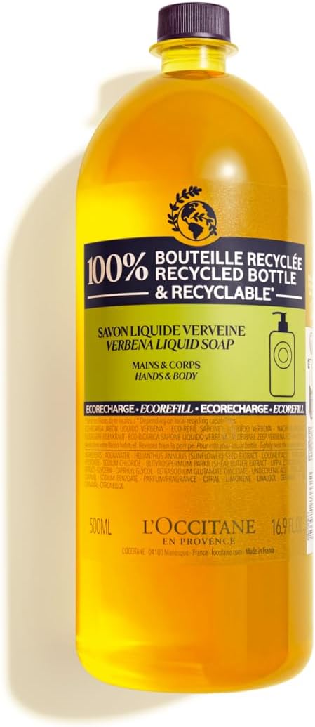 L'OCCITANE - Éco-Recharge Savon Liquide Mains & Corps Karité Verveine - 500 ml - Fabriqué en France Karité Verveine Éco-Recharge 500 ml