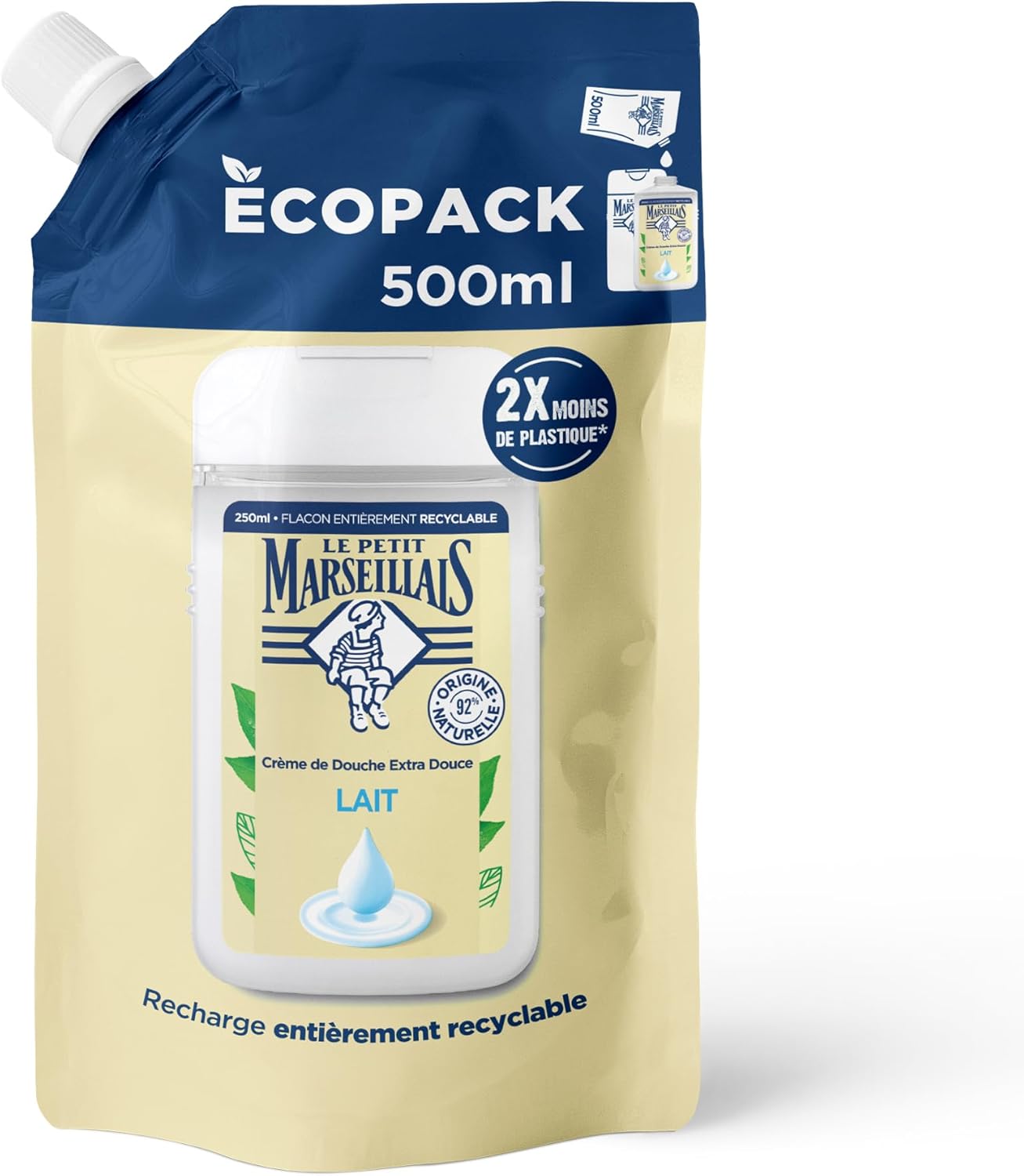 Recharge Crème de Douche Extra Douce Lait (écopack de 500 ml) Recharge 500ML