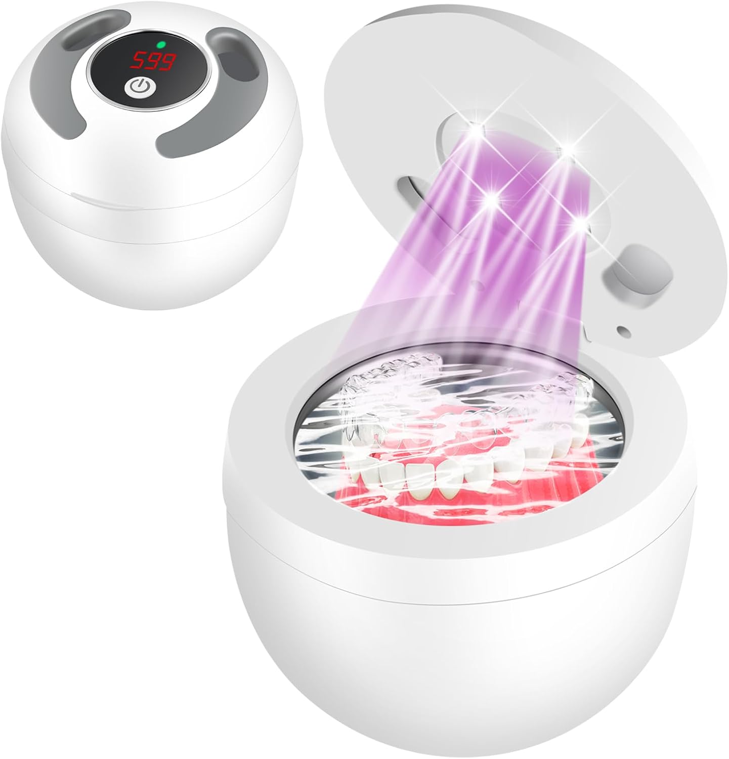 Binlingdaily Machine de nettoyage à ultrasons 45 kHz, 200 ml, 4 modes avec minuteur numérique pour aligneur, garde de nuit, appareil dentaire, brosse à dents, bijoux