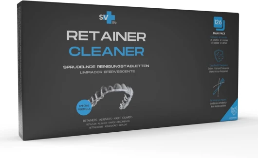 126 Comprimés Nettoyants pour Orthodontie Transparente - Aligneur, Gouttières dentaires, Retenue - formule 2-en-1 avec Oxygène Actif Antibactérien, Menthe (pack 4½ mois) Tablettes (126pcs)