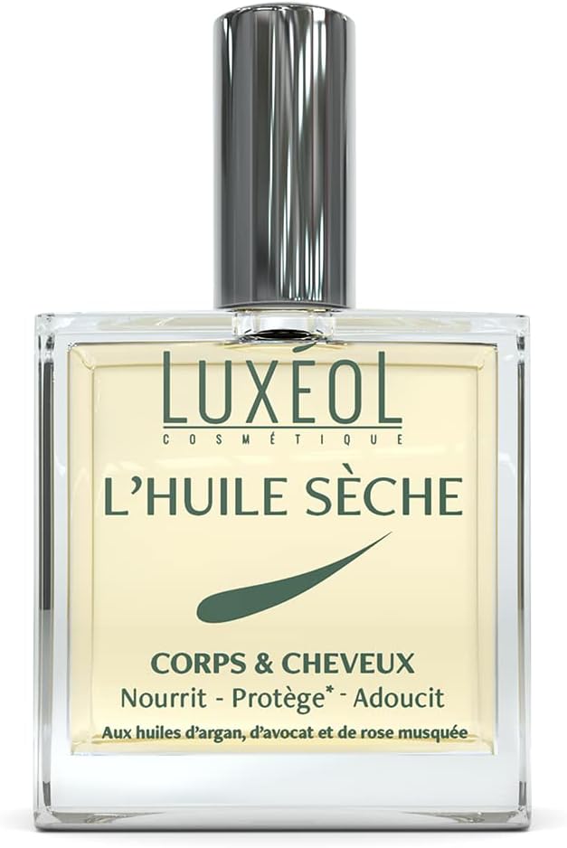 LUXÉOL - Huile Sèche Corps & Cheveux Multi-Usage - Nourrit, Protège, Adoucit - Enrichie En Huile D'Argan, Avocat, Rose Musquée - Fabriqué En France - 100ml Produit unique