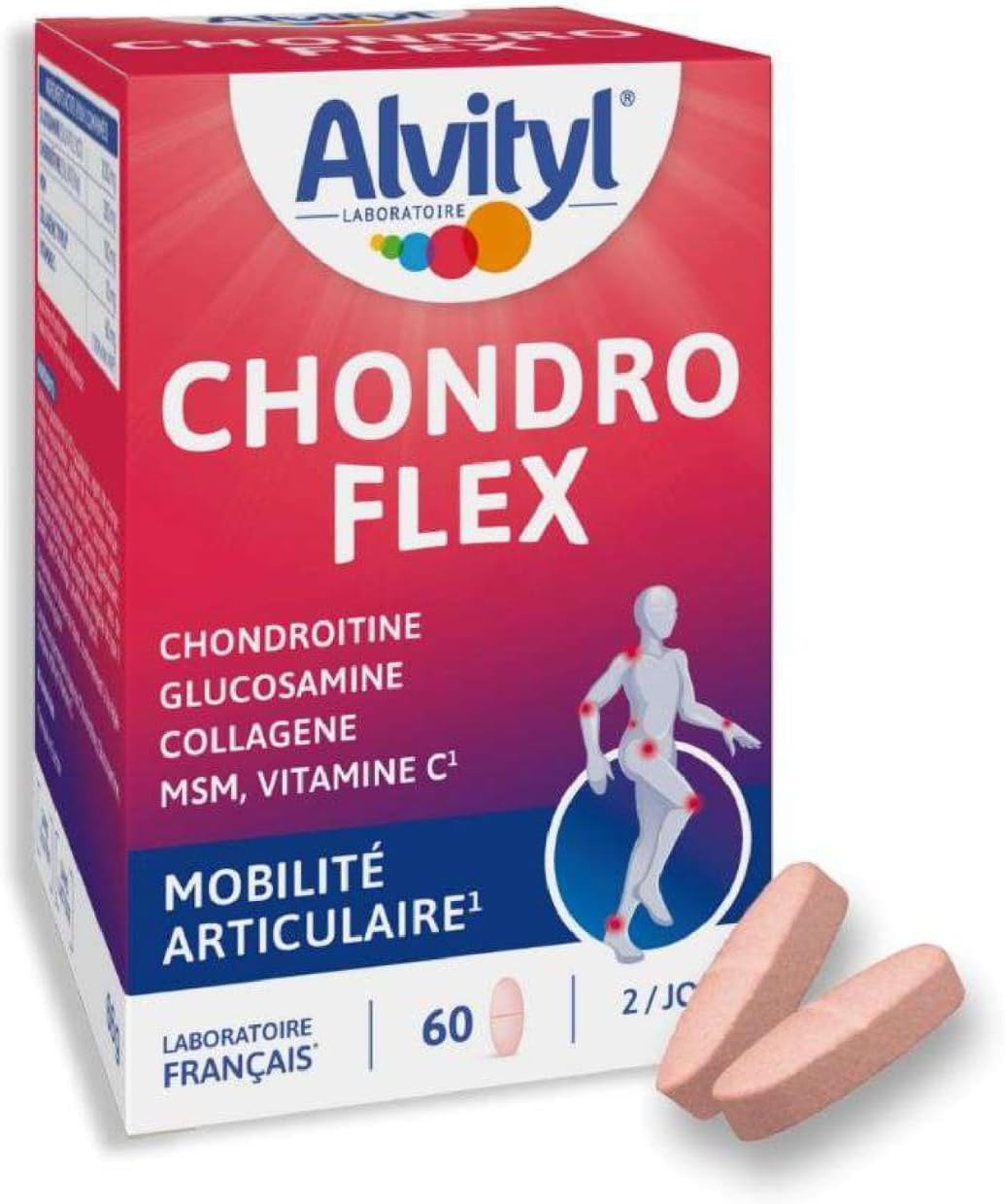 Chondroflex - 5 éléments essentiels - Mobilité articulaire - 30 jours de prise renouvelable, Gris, 60 comprimés (Lot de 1)