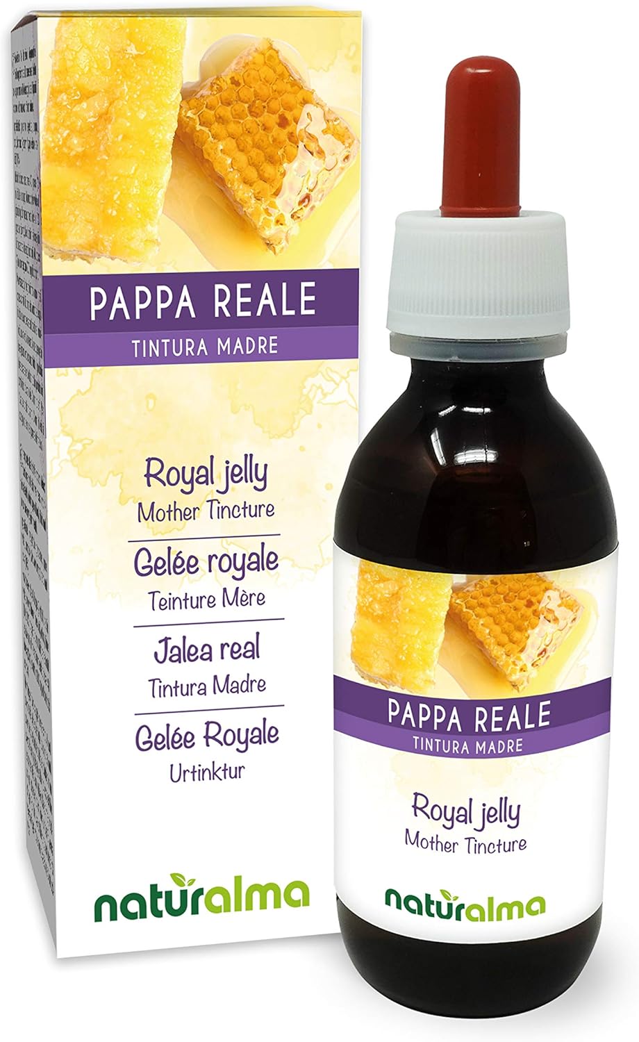 Gelée royale (Royal jelly) Teinture Mère sans alcool Naturalma - Extrait liquide gouttes 120 ml - Complément alimentaire Sans alcool 120 ml (Lot de 1)