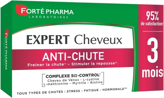 Expert Anti-Chute - Complément Alimentaire Cheveux - Tous Types de Chutes - Objectif Force et Densité - Format 3 mois = 90 comprimés Sans saveur 90 Portions (Lot de 90)
