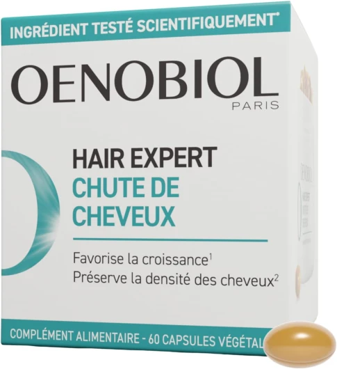 HAIR EXPERT Chute de Cheveux - Nouvelle formule concentrée - Chute de cheveux- Favorise la croissance - Préserve la densité des cheveux - Complément alimentaire 60 capsules - Programme 1 mois 60 unité (Lot de 1)