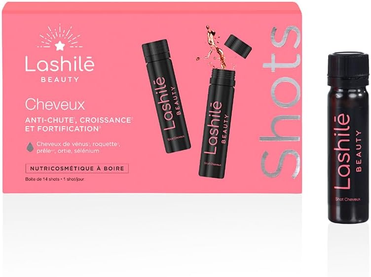 Shots cheveux - Formule 3 en 1 - Anti-chute, croissance et fortification - Nutricosmétique à boire - Programme 14 Jours - Cheveux de vénus, roquette, prêle, sélenium