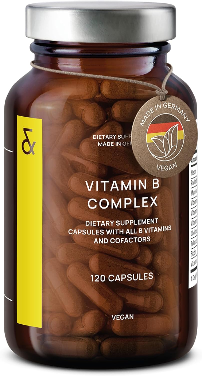 Vitamine B Complex Végan - Couvre les Besoins Quotidiens de toutes 8 Vitamines B + Cofacteurs - 120 gélules (4 mois) - Vit B1, B2, B3, B5, B6, B7, B9, B12 + Inositol + Choline - Haute Dose + Bioactif