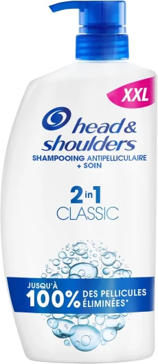 Head & Shoulders Classic 2 en 1 Shampoing Antipelliculaire, Tous Types de Cheveux, Pompe 1000ml - Jusqu'à 100% des Pellicules Éliminées, Cliniquement Prouvé - Usage Quotidien - Rafraîchissant 1 l (Lot de 1)