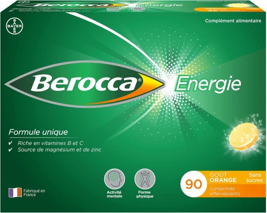 Energie Orange - Multivitamines et Minéraux - Vitamine C, B3, B5, B1, B12, Calcium, Magnésium et Zinc - Complément alimentaire - Aide à réduire la fatigue - 2x45 comprimés effervescents