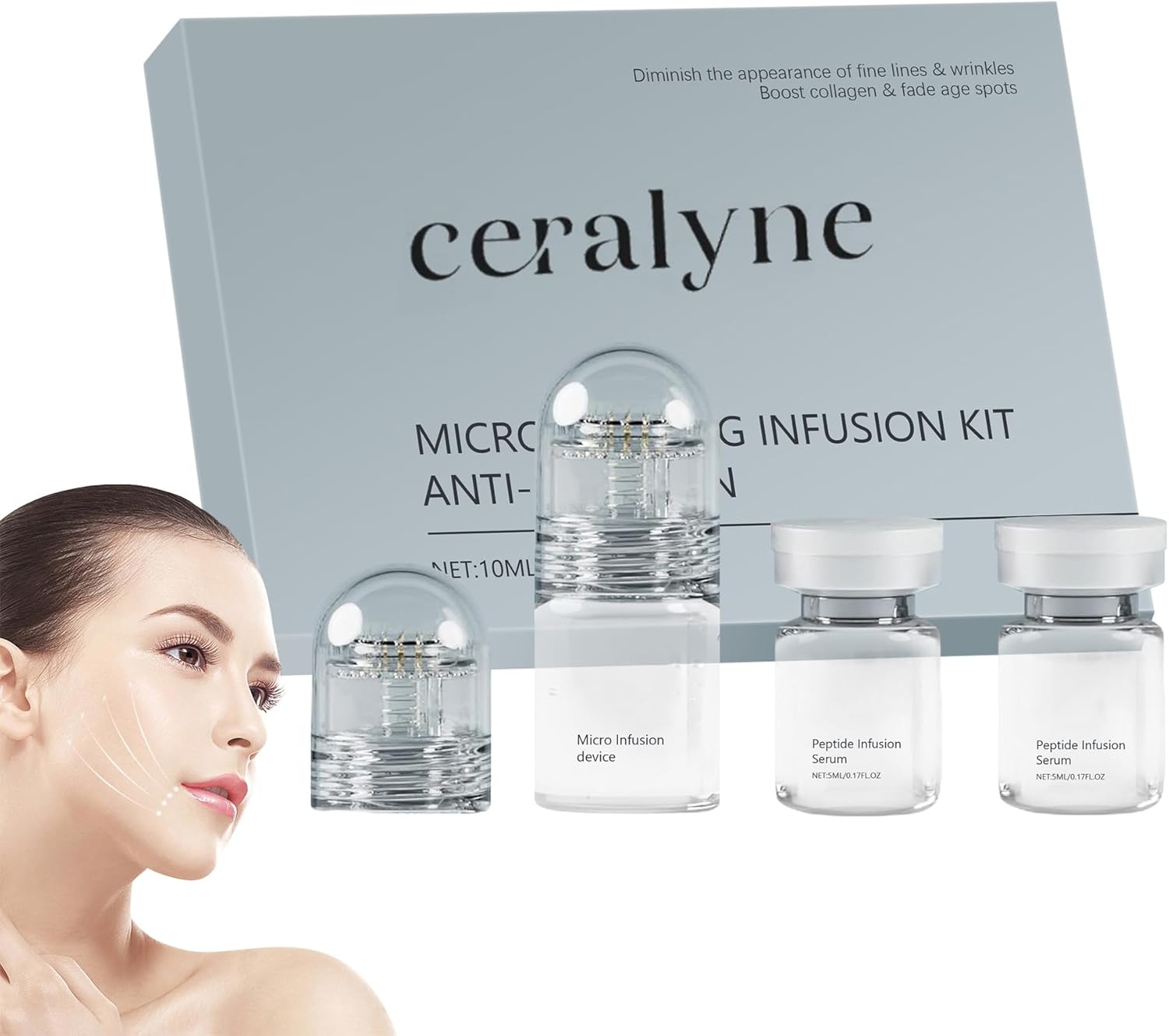 Ceralyne Sérum, Lisse les Rides sur le Long Terme, Relance la Production de Collagene, Hydratation Intense, Adapte a toutes les Peaux (1)