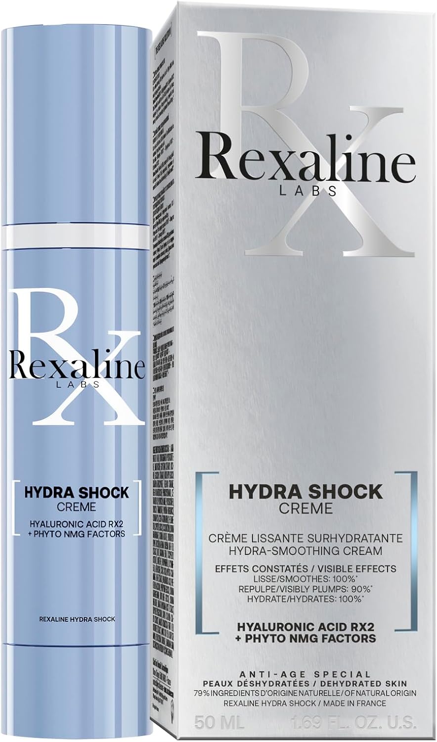 Hydra Shock Crème – Soin Hydratant & Anti-Premières Rides – Acide Hyaluronique RX2, Algue Rouge, Rose du Désert – Teint Éclatant & Peau Repulpée – 50ml PEAU DÉSHYDRATÉE- HYDRA DOSE