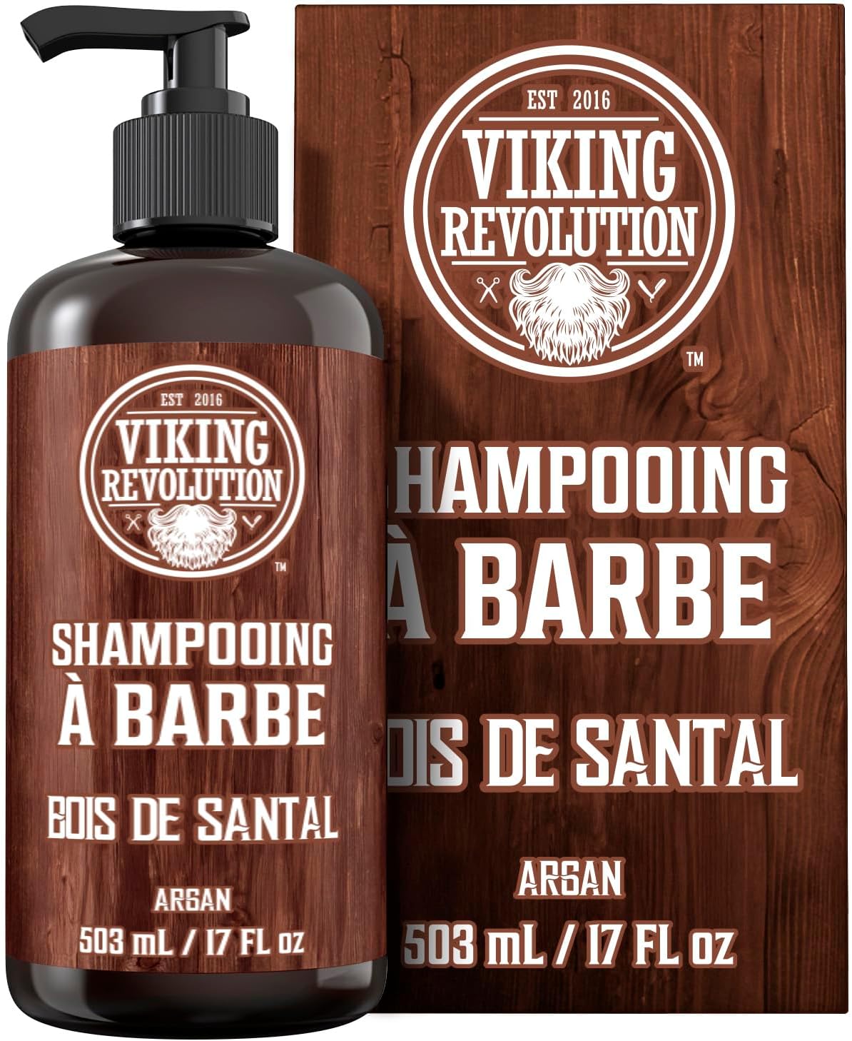 Shampoing Barbe - Shampoing Barbe Homme Avec Huile d'Argan - Adoucit & Renforce - Parfum Bois de Santal - 500 ml