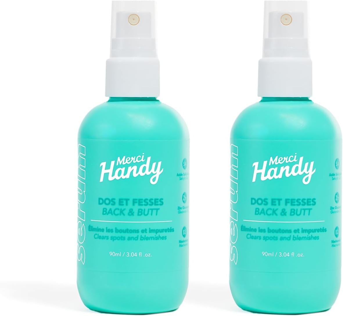 DUO Body Serum Dos & Fesses 2 x 90ml - Hydratation quotidienne - Cible les imperfections - Formule naturelle et apaisante - Texture légère et non grasse Duo Dos et Fesses