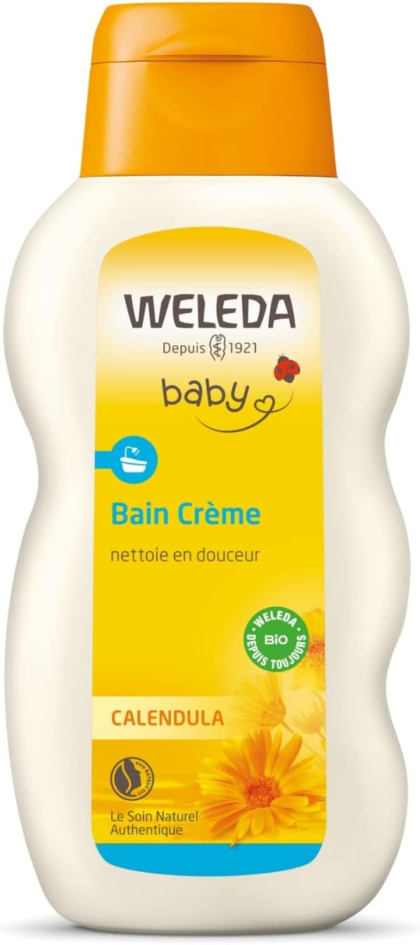 Bain crème Calendula - Soin protecteur relipidant - Pour la peau délicate des bébés et des jeunes enfants - Convient aux peaux sensibles - 200 ml Crème Bain
