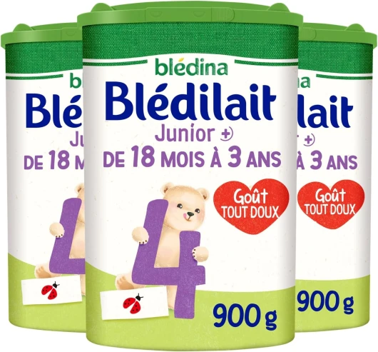 Blédilait Junior 4ème âge - Lait en poudre pour bébé - De 18 à 36 mois - Lot de 3x900g 900g (Lot de 3)