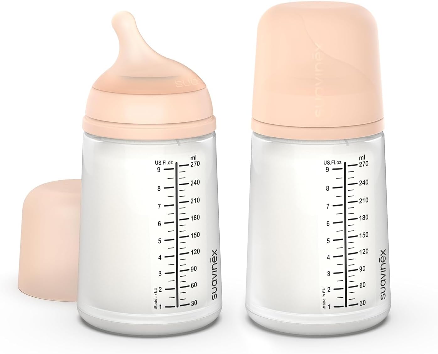 , Pack 2 Biberons Anti-Colique Zero Zero 270 ml avec Tétine à Débit Moyen (M) en Silicone, Bébés +3 Mois, Lait Maternel, Poudre et Liquides Densité Moyenne, Compatible Allaitement, Fair Fair 2 Biberons - 270 ml - Tétine à Débit Moyen (M)