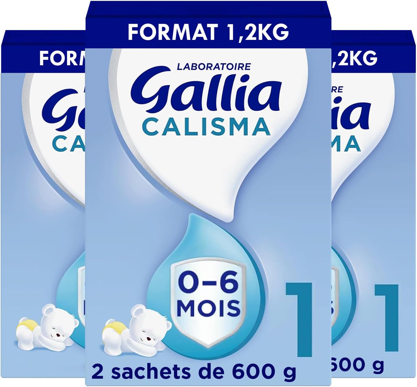 Calisma 1er âge - Lait en Poudre pour Bébé - Lait Bébé de 0 à 6 Mois - Sans Huile de Palme - Dès La Naissance - Lot de 3x1,2kg