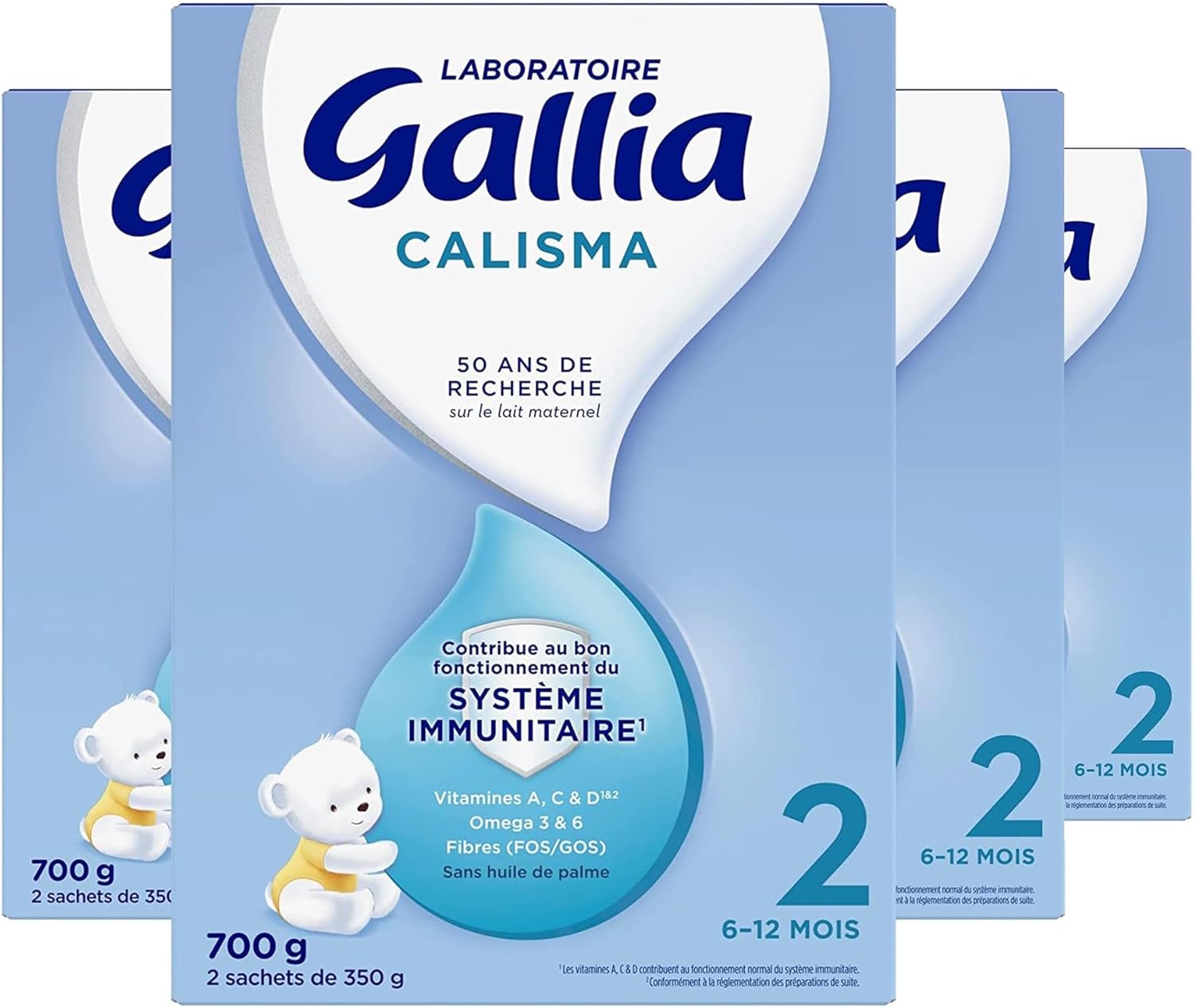 Calisma 2 - Lait bébé 2ème âge, Lait infantile de 6 à 12 mois, Lait en poudre pour bébé (Pack de 4x700g)