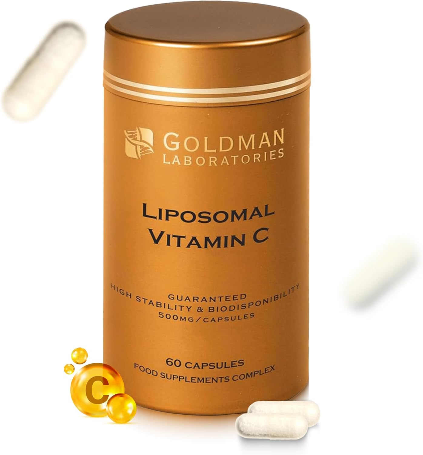 VITAMINE C LIPOSOMALE 500mg - Dose puissante Vitamine C I Encapsulée pour une biodisponibilité maximale I 100% non-OGM et végétalienne I Complément alimentaire - 60 Capsules Vegan
