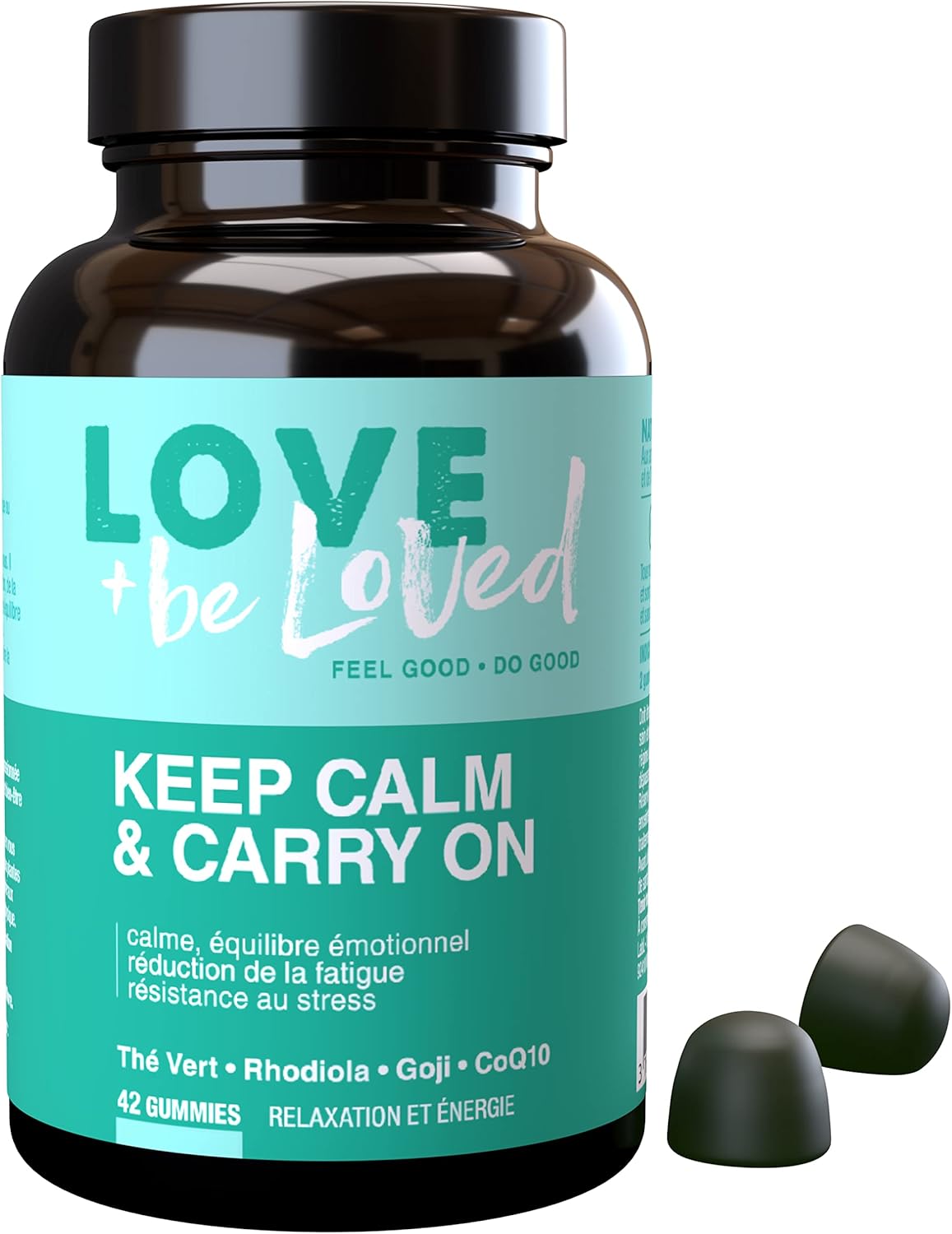 Gummies Anti-Stress et Vitalité “Keep Calm & Carry On” - 42 Gommes Vegan - Complément Alimentaire - Calme et Sérénité - Réduction de la Fatigue Mentale et Physique - Made in France - Love and be Loved