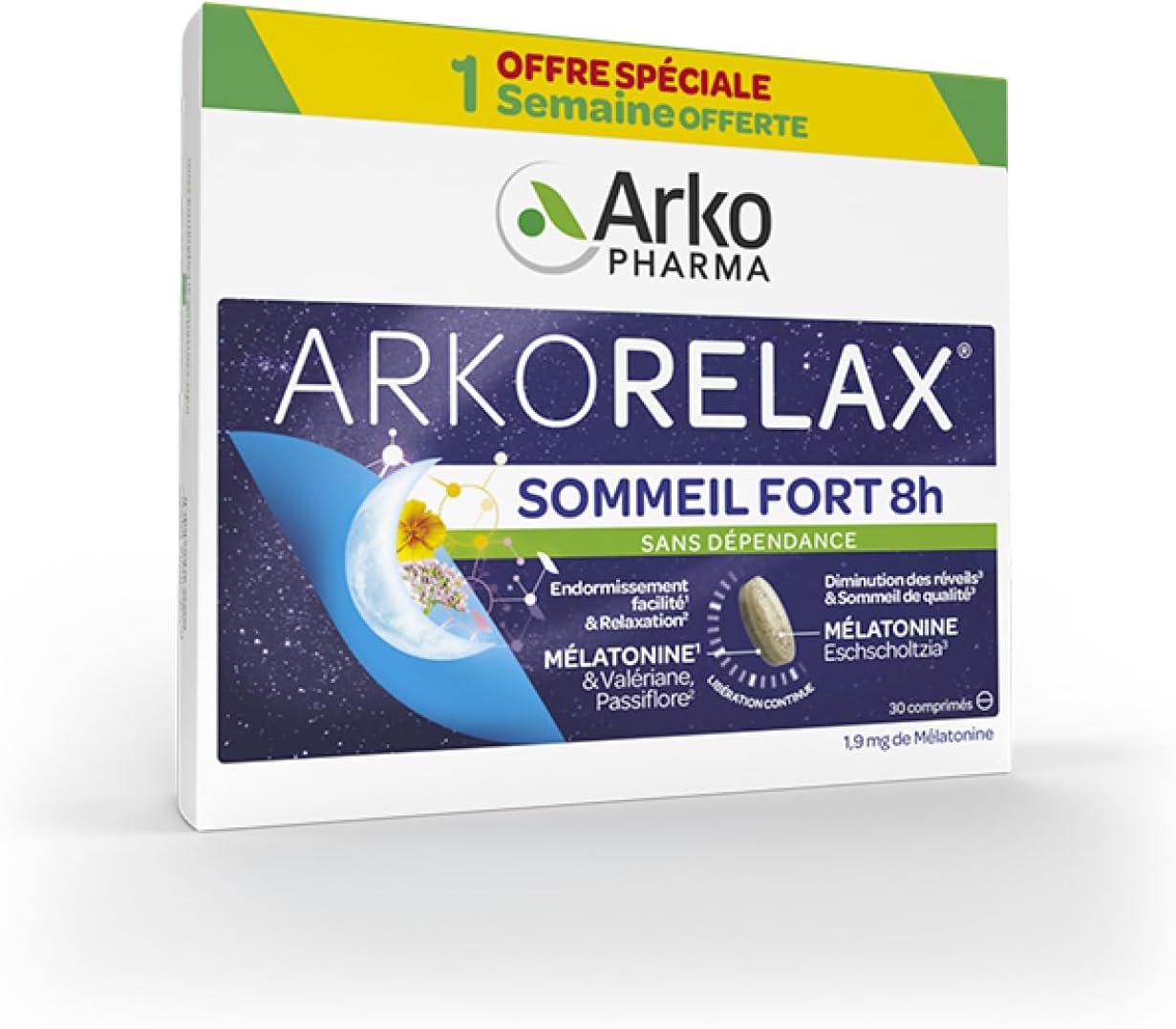 Arkorelax® Sommeil Fort 8 heures XL - Permet de retrouver un sommeil de qualité, sans dépendance - 30 comprimés