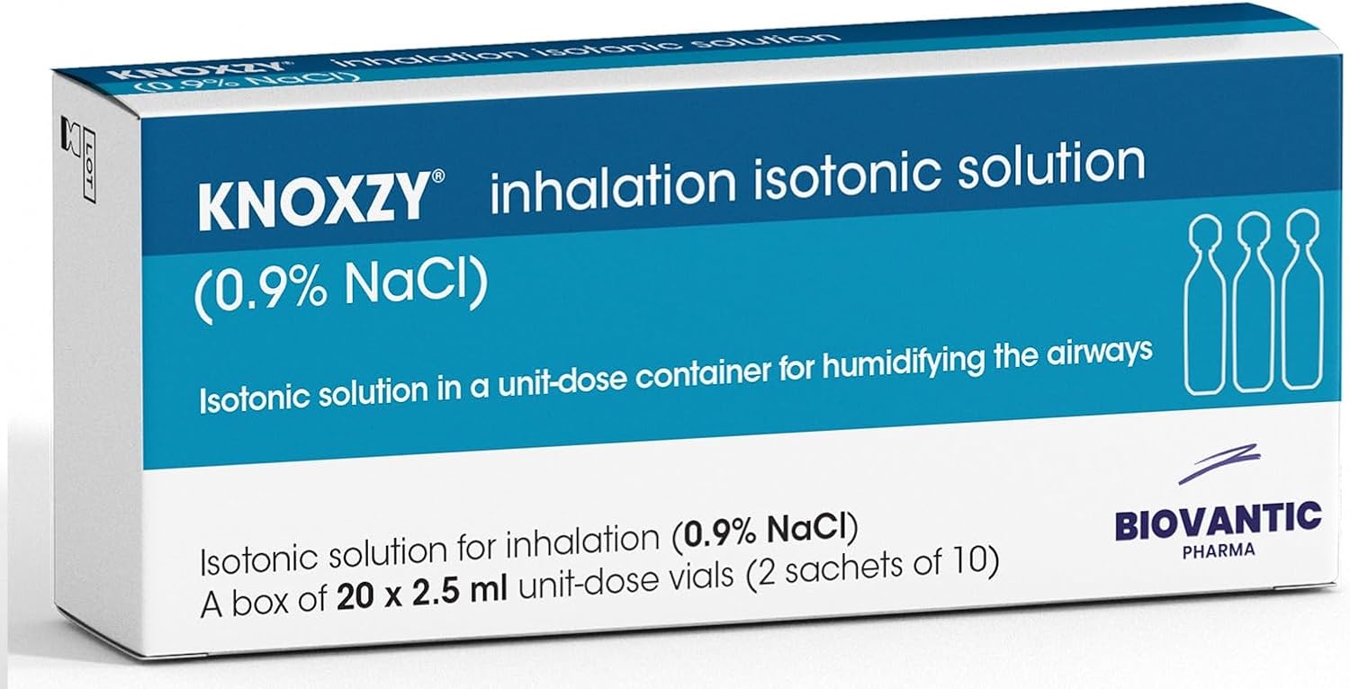 KNOXZY Sterile Isotonic Saline Solution 0.9% - Saline Inhalation Solution for Humidification - 20 x 2.5 ml Unit Dose Vials, Pharmaceutical Grade PACK OF 1