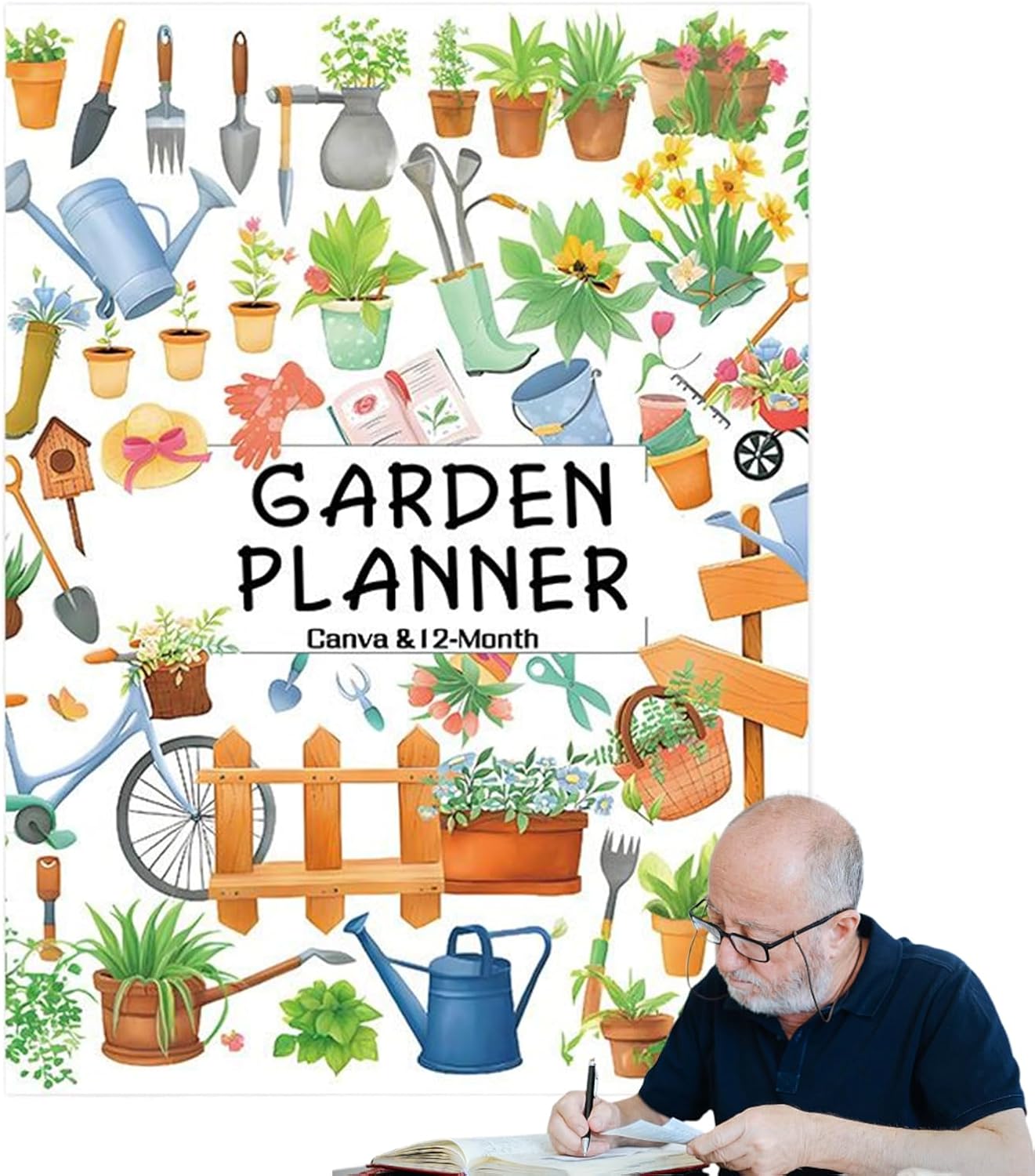ETUCYNG Planificateur de Jardinage - Livre de Jardin Potager sur 12 Mois - Suivi des Cahier de Planification pour Passionnés Serre Famille Potager surélevé Arrière-cour